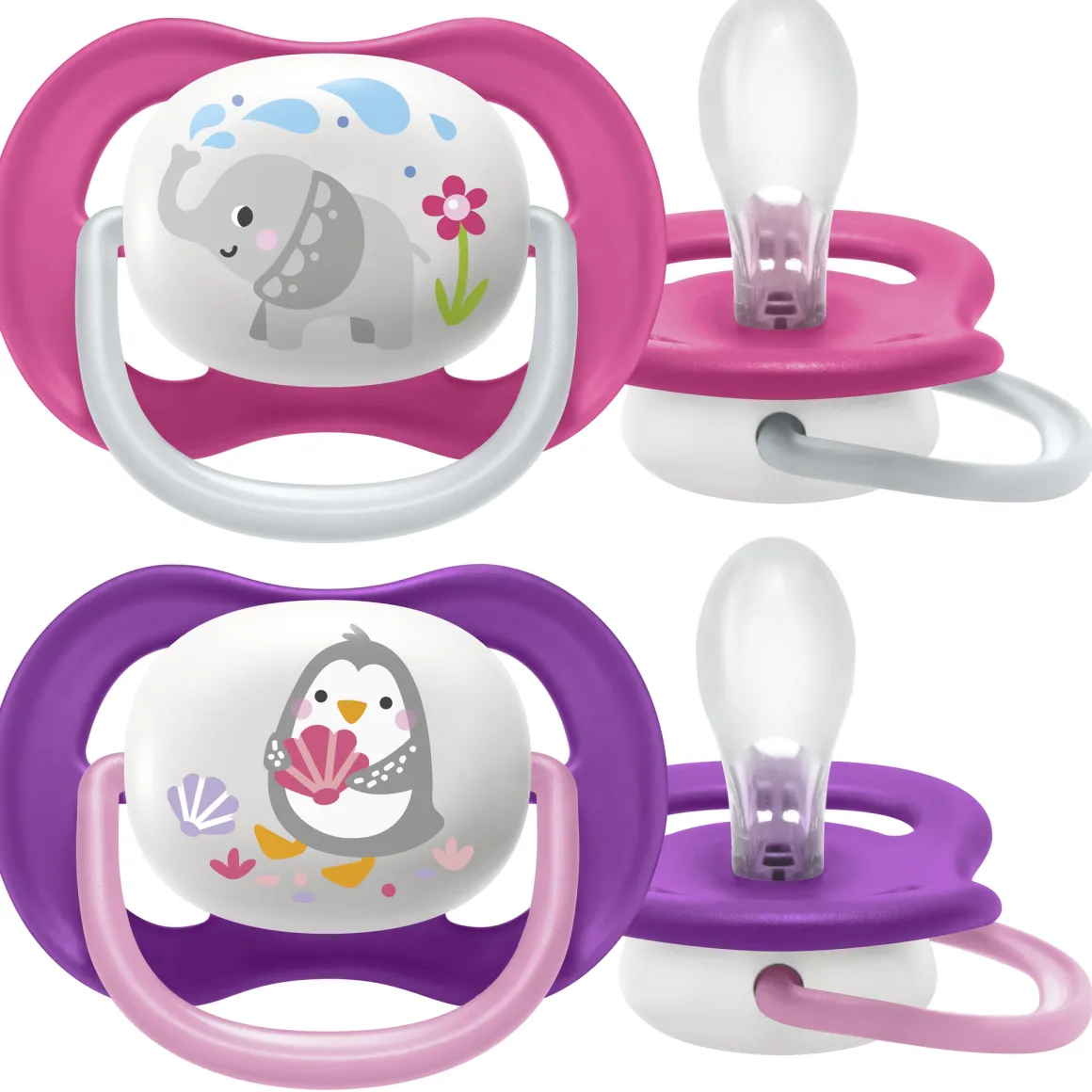 2 ciucci ultra air collection 6-18 mesi con tettarella simmetrica ortodontica- animaletti – philips avent