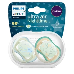 2 ciucci ultra air night time 0-6 mesi decorazione stella/uccellino – philips avent