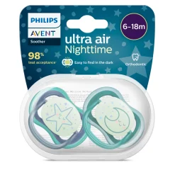 2 ciucci ultra air night time 6-18 mesi decorazione stella/luna – philips avent