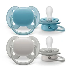 2 ciucci ultra soft 6-18 mesi colore azzurro/grigio – philips avent