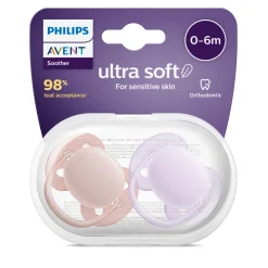2 ciucci ultra soft 0-6 mesi colore viola/rosa – philips avent