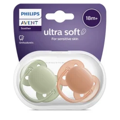 2 succhietti ultra soft 18m+ colore verde/terracotta – philips avent