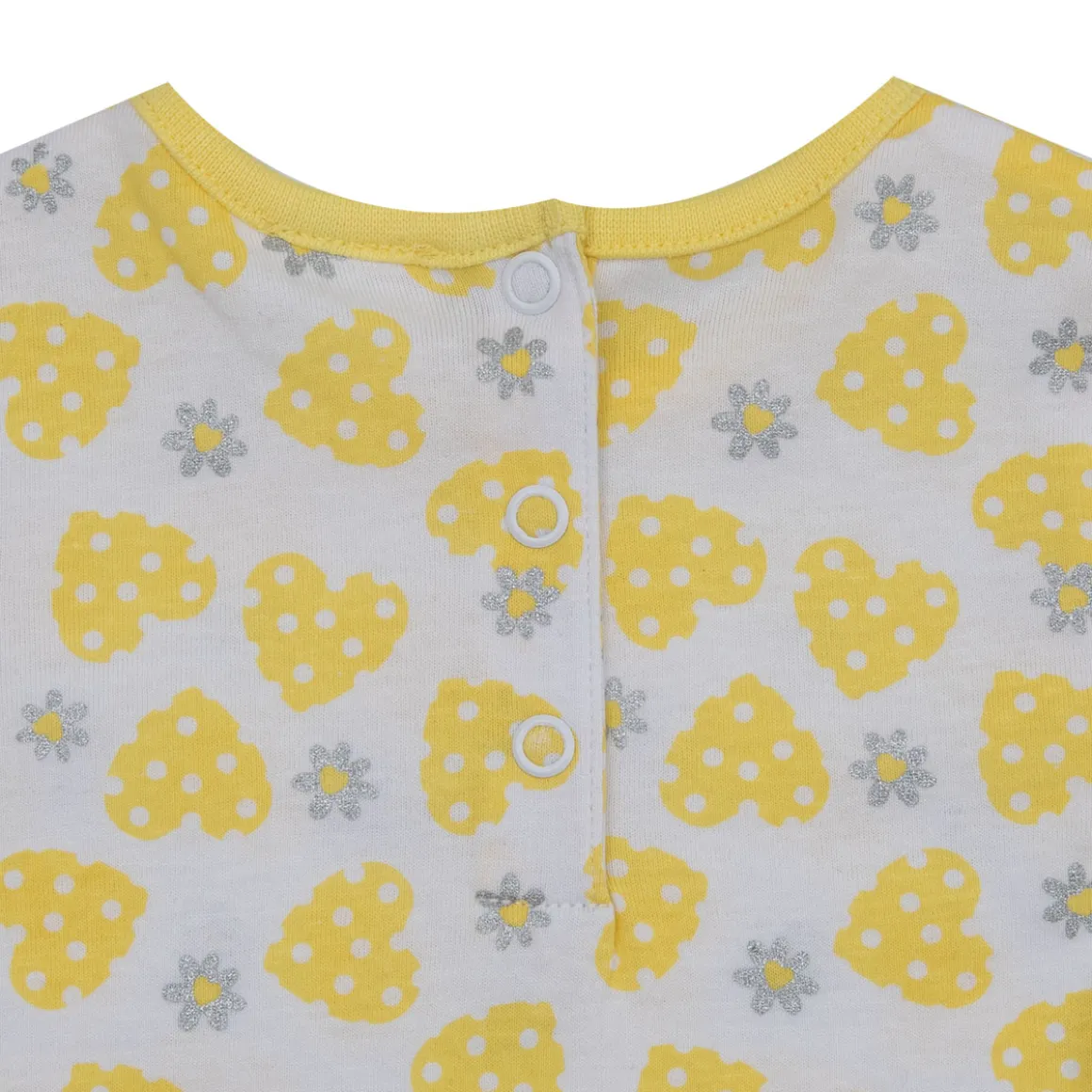 Abito bimba bianco-giallo stampa cuori