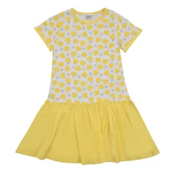 Abito bimba bianco-giallo stampa cuori