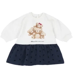 Abito m/l panna e blu con orsi – chicco
