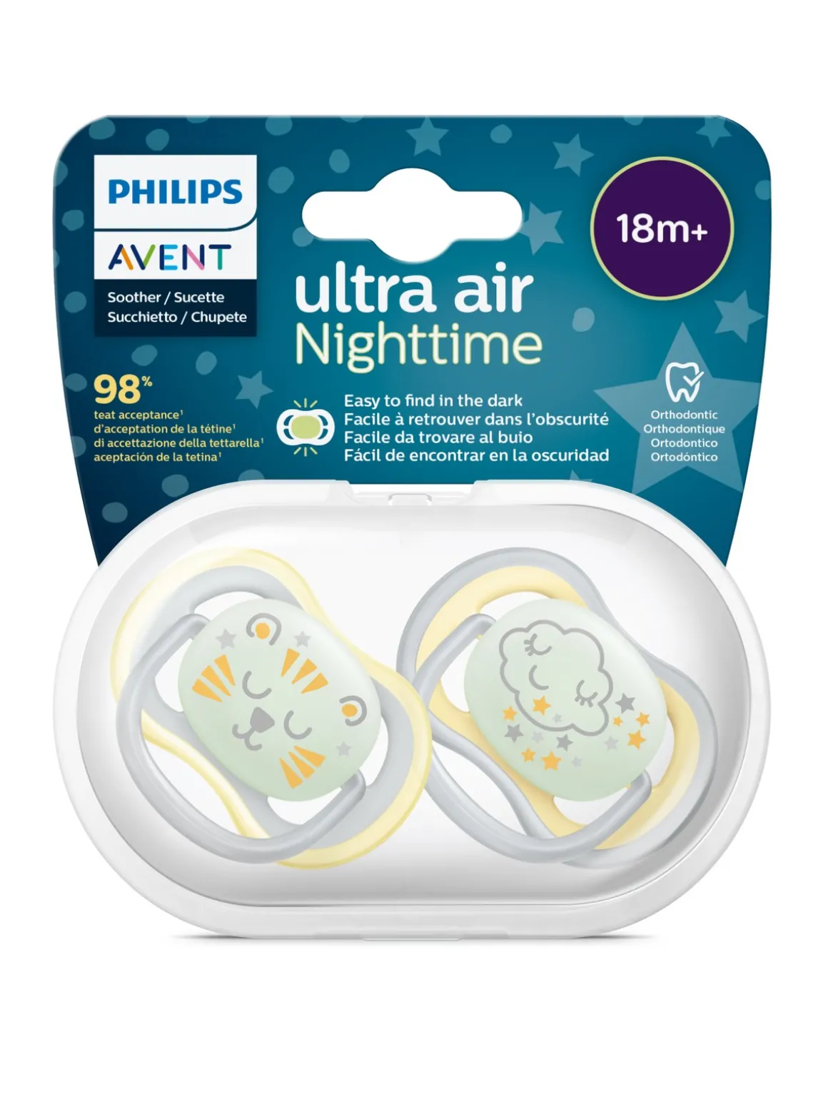 Avent – 2 succhietti ultra air night 18m+ no deco neutro