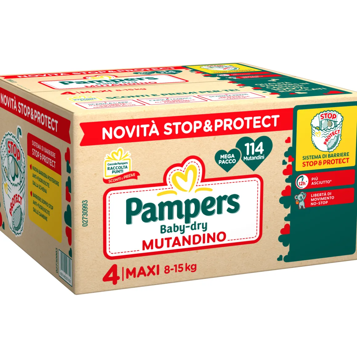 Baby-dry mutandino penta maxi 114 pz – pampers