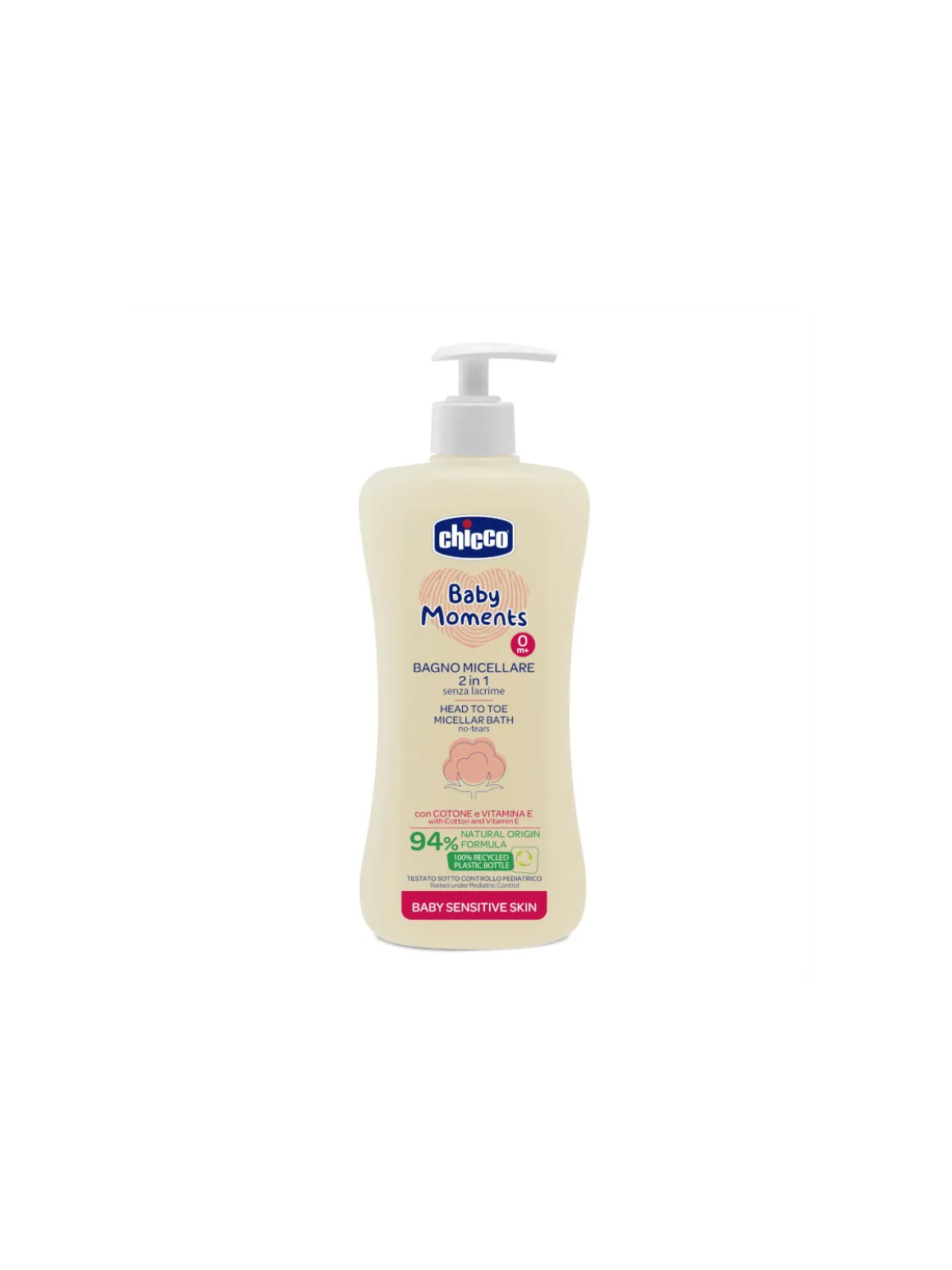 Bagno micellare senza lacrime 2 in 1 chicco baby moments sensitive skin