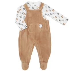 Barboteuse ciniglia marrone da bambino con top interlock