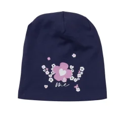 Berretto blu bambina stampa fiore