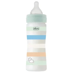 Biberon benessere 250ml flusso medio in plastica verde azzurro – chicco