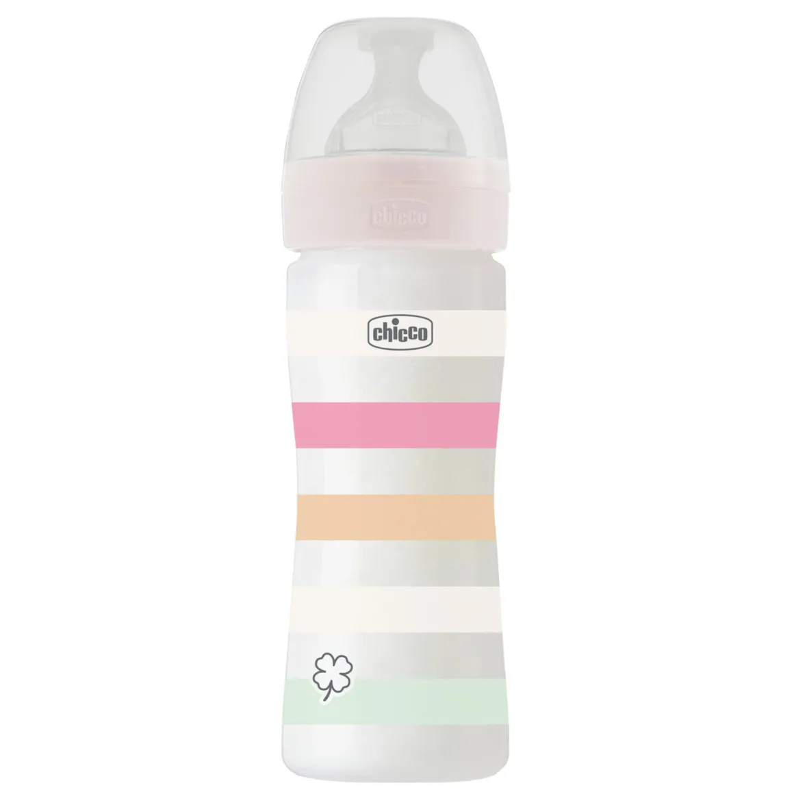Biberon benessere 250ml flusso medio in plastica bianco rosa – chicco