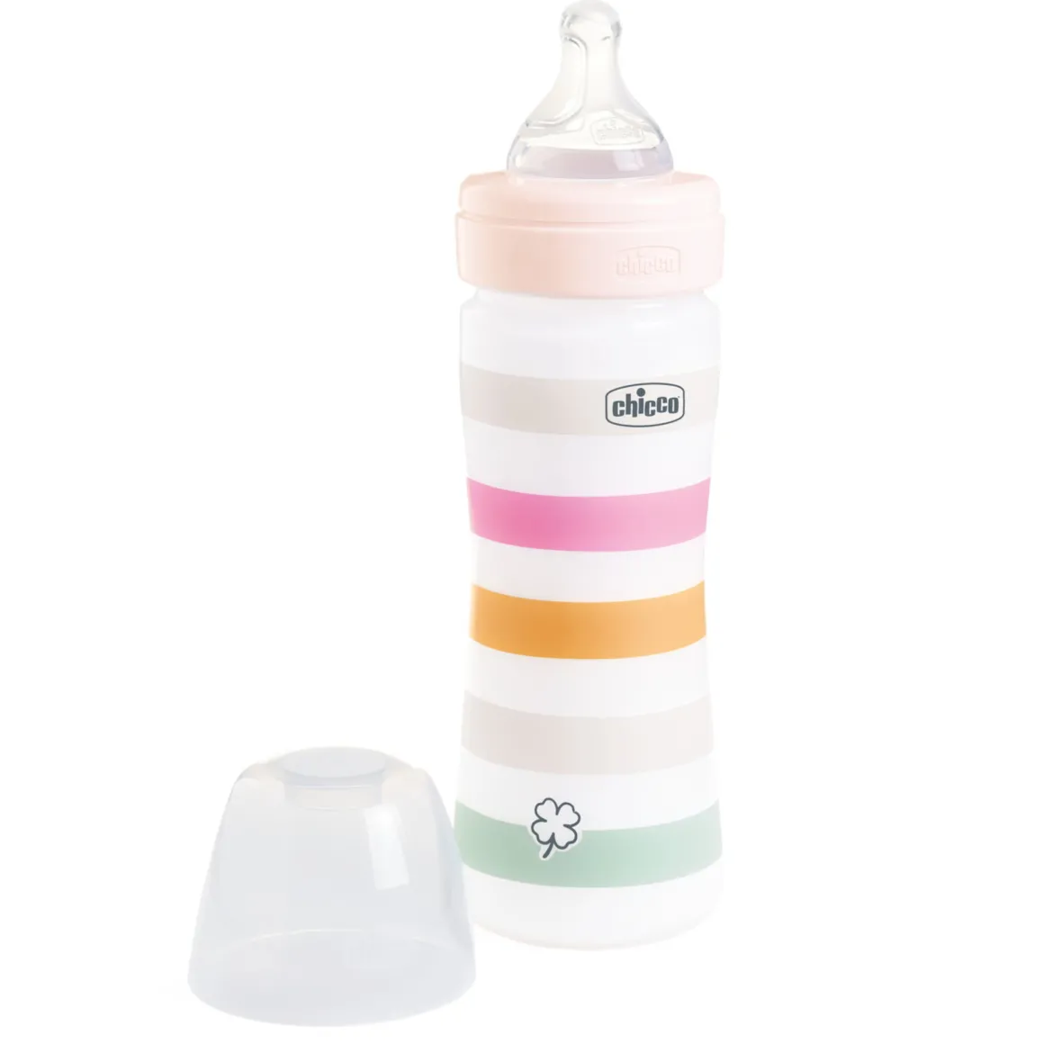 Biberon benessere 250ml flusso medio in plastica bianco rosa – chicco