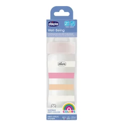 Biberon benessere 250ml flusso medio in plastica bianco rosa – chicco