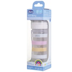 Biberon benessere 250ml flusso medio in plastica bianco rosa – chicco