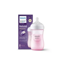 Biberon natural con tettarella a risposta naturale rosa da 260 ml 1m+ | senza bpa – philips avent