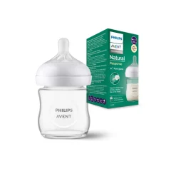 Biberon natural in vetro con tettarella a risposta naturale da 120ml 0m+ | senza bpa – philips avent