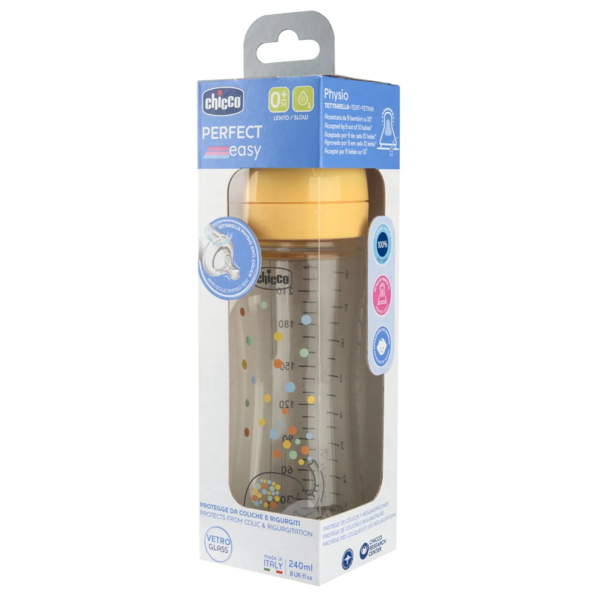 Biberon perfect easy 240ml in vetro arancione – chicco