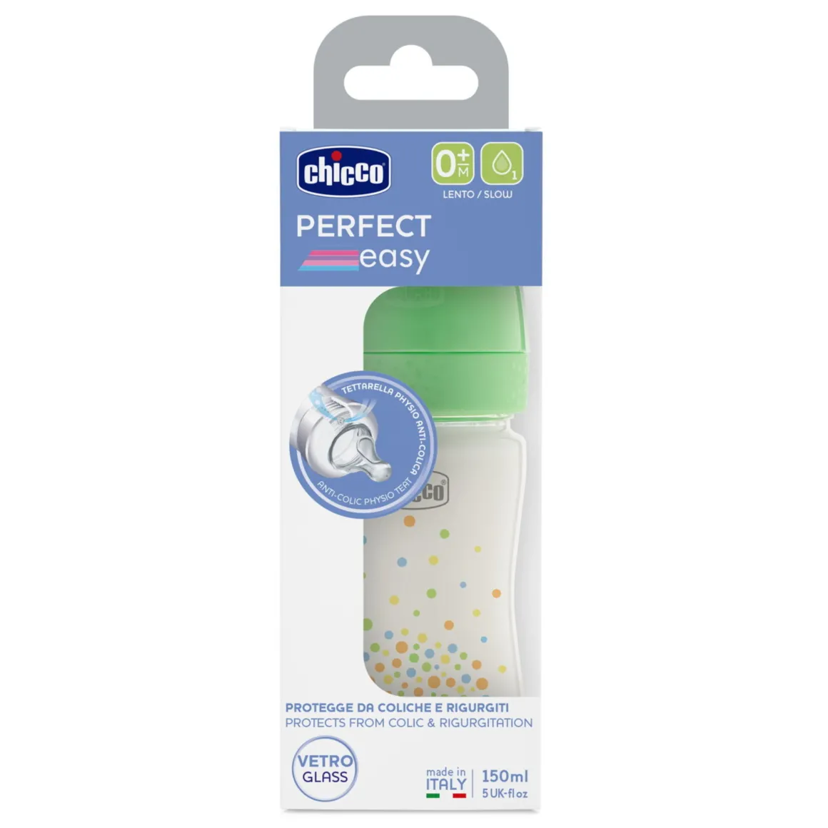 Biberon perfect easy 150ml in plastica verde – chicco