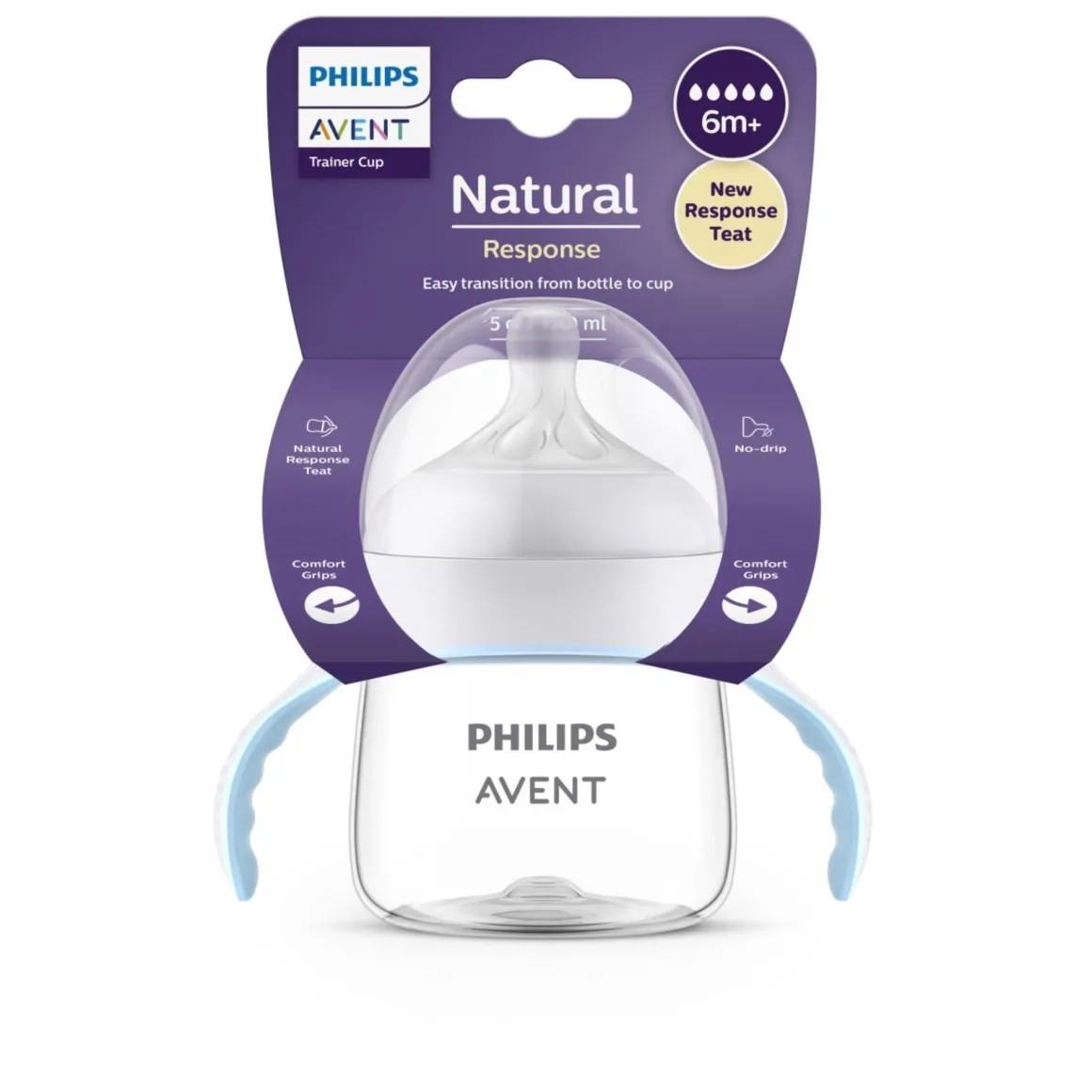 Bicchiere evolutivo con tettarella a risposta naturale da 150 ml 6m+ | senza bpa – philips avent