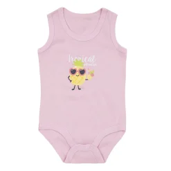 Body a canotta bimba rosa stampato