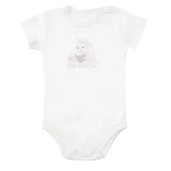 Body mezza manica interlock bimba bianco stampato