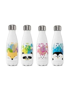 Bottiglia inox drinky 350 ml con decorazioni colori assortiti