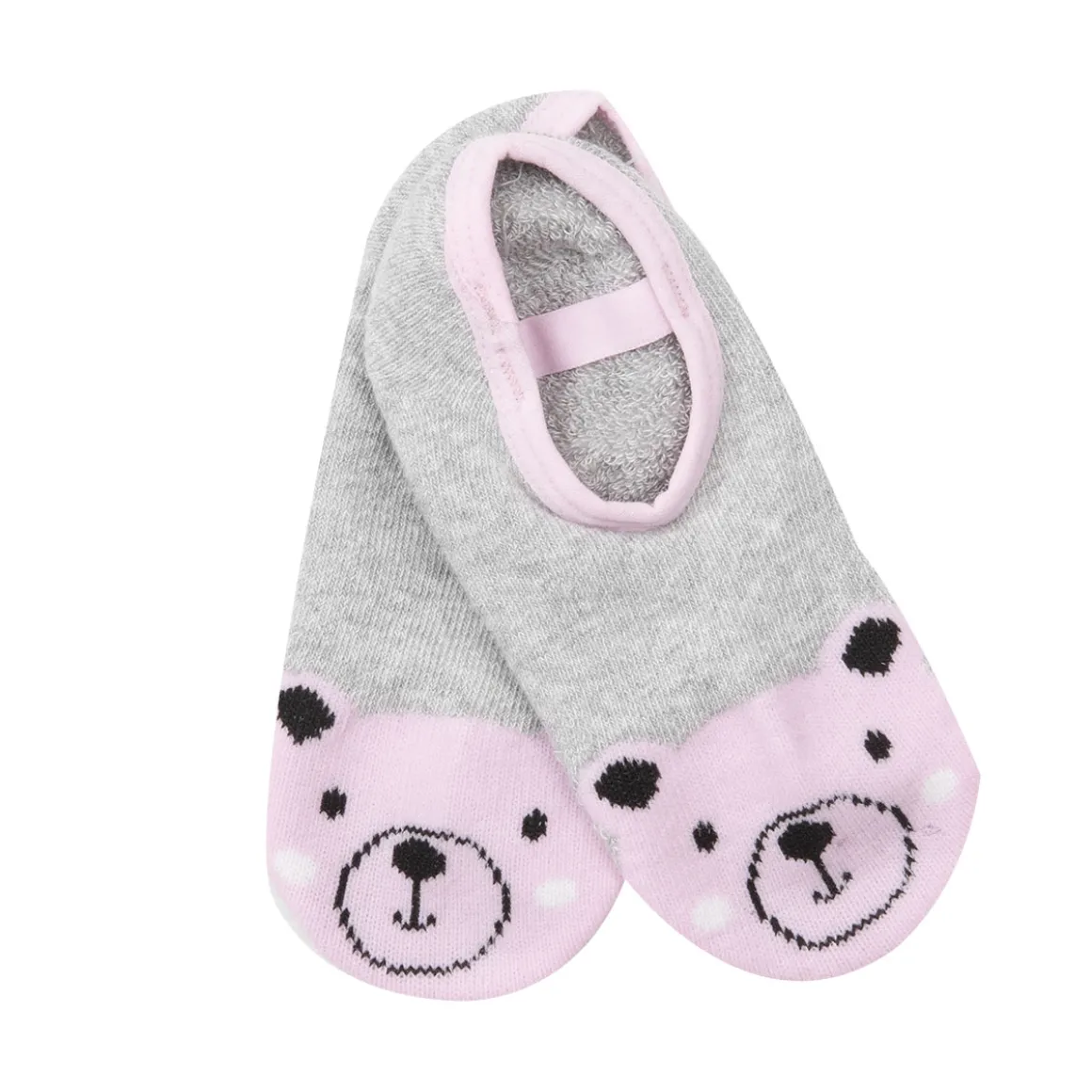 Calze antiscivolo modello balleria grigie/rosa