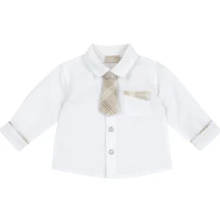 Camicia m/l con cravattino beige