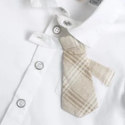 Camicia m/l con cravattino beige