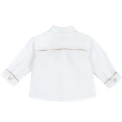 Camicia m/l con cravattino beige