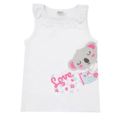 Canotta jersey bimba bianca con colletto