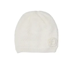 Cappello bianco panna bimba trama floreale