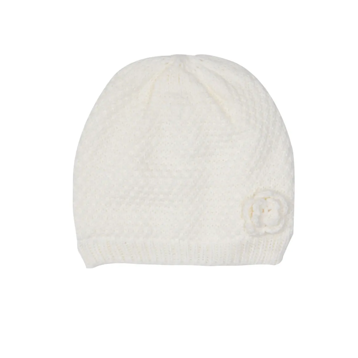 Cappello bianco panna bimba trama floreale