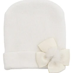 Cappello con applicazione fiocco visone