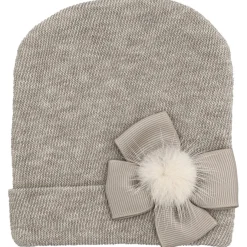 Cappello con applicazione fiocco visone