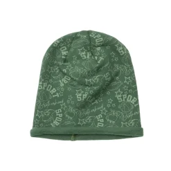Cappello felpato bimbo verde stampato