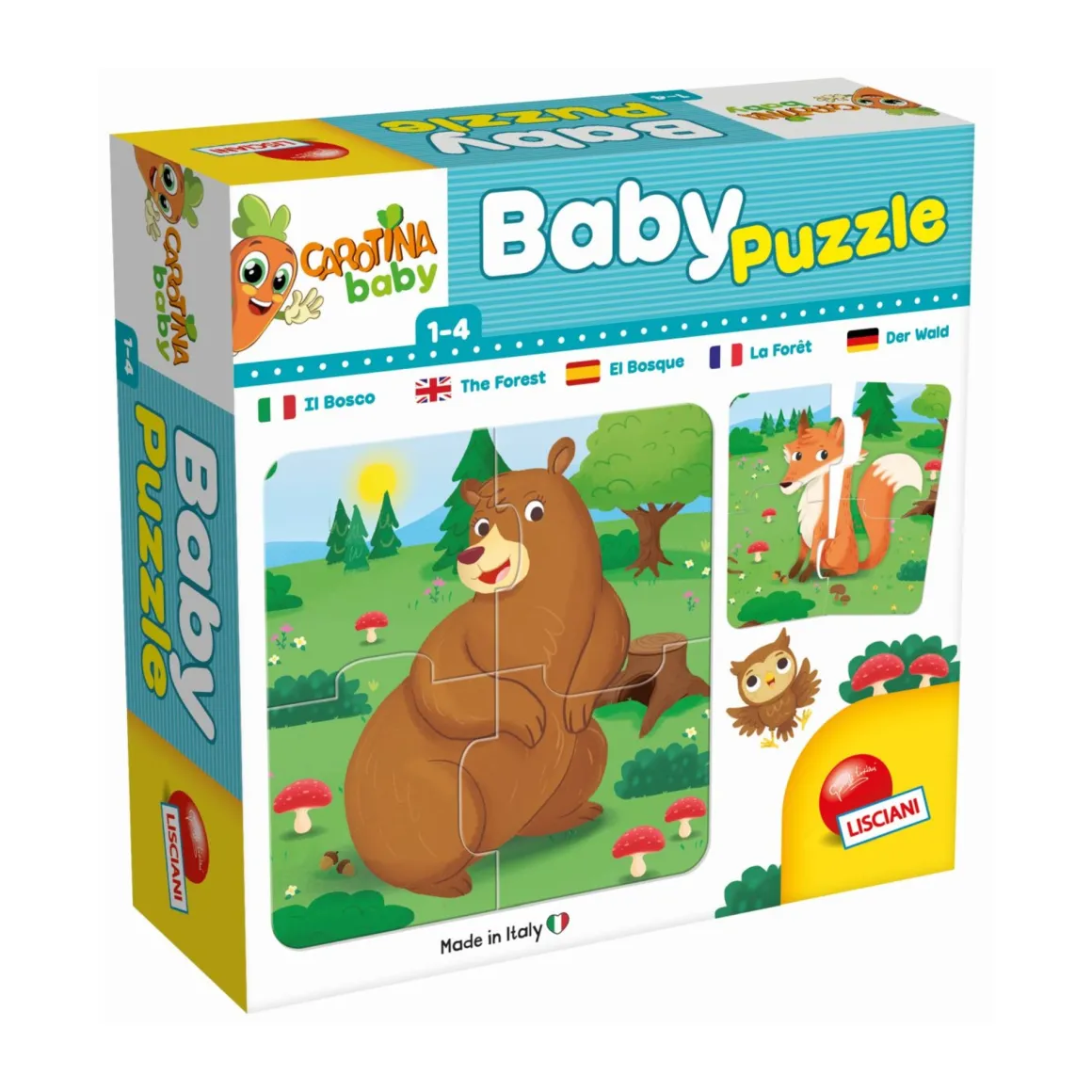 Carotina baby puzzle il bosco – 6 puzzle animali in cartone per bambini