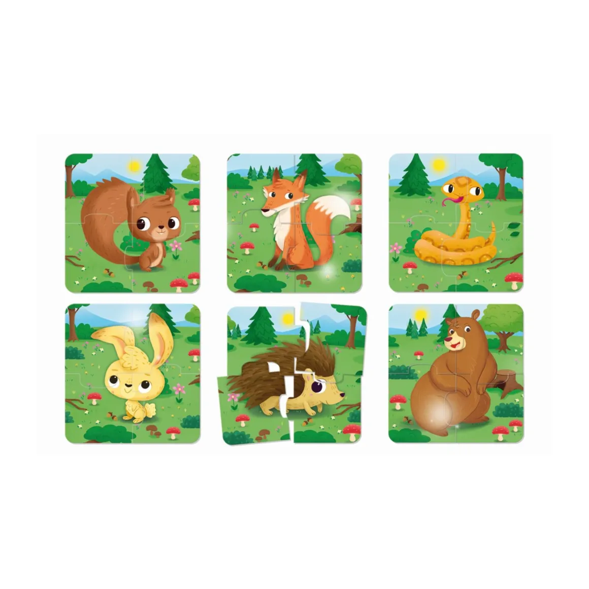 Carotina baby puzzle il bosco – 6 puzzle animali in cartone per bambini