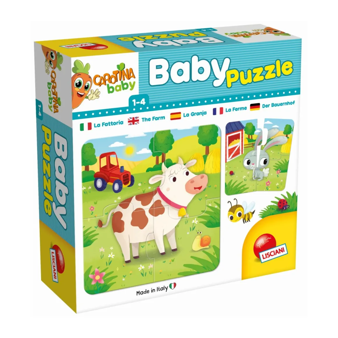 Carotina baby puzzle la fattoria – 6 puzzle per bambini con animali della fattoria in cartone