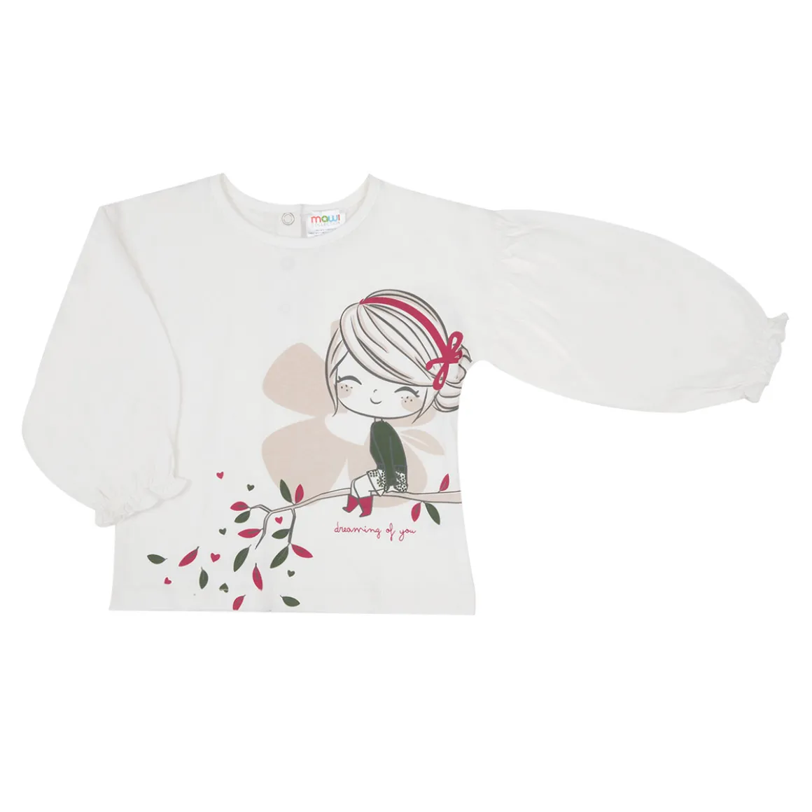 Casual t-shirt manica lunga bimba bianca stampata