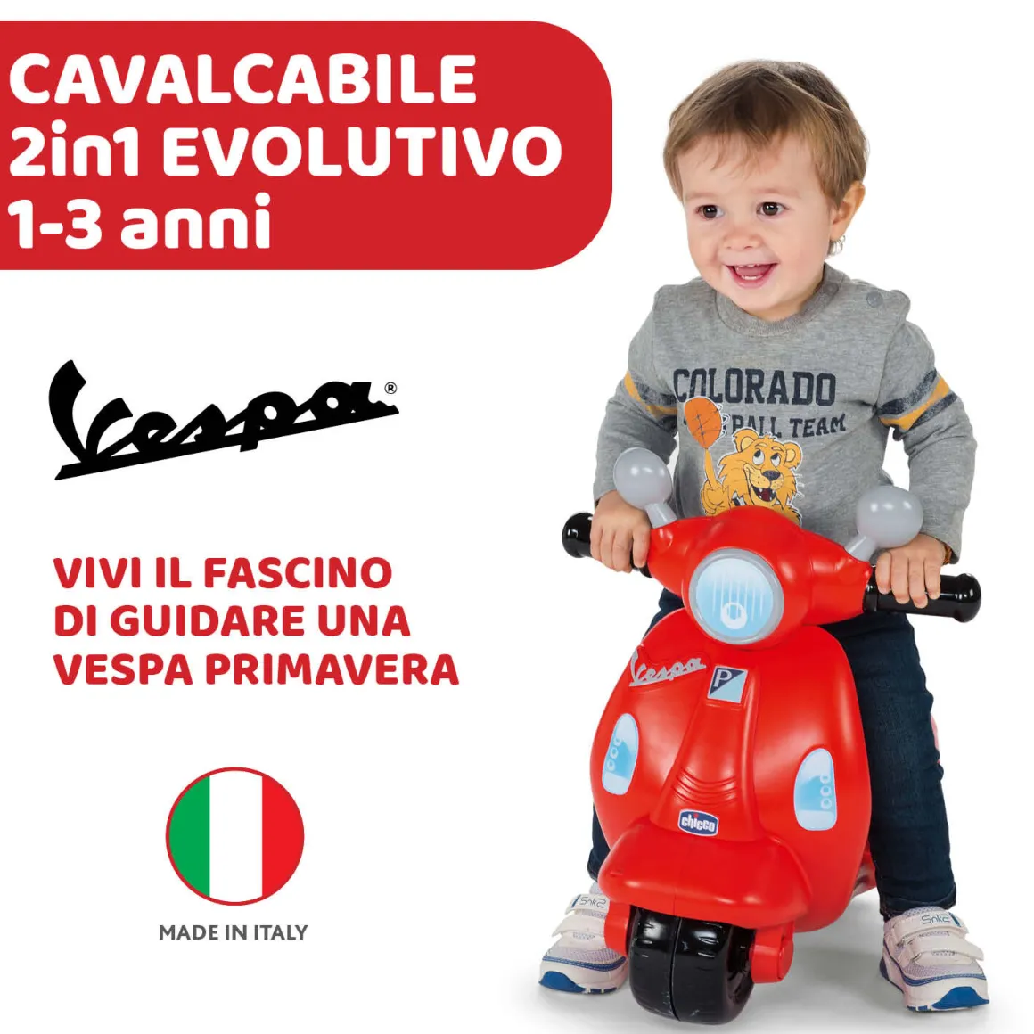 Cavalcabile vespa primavera rossa – divertimento in movimento