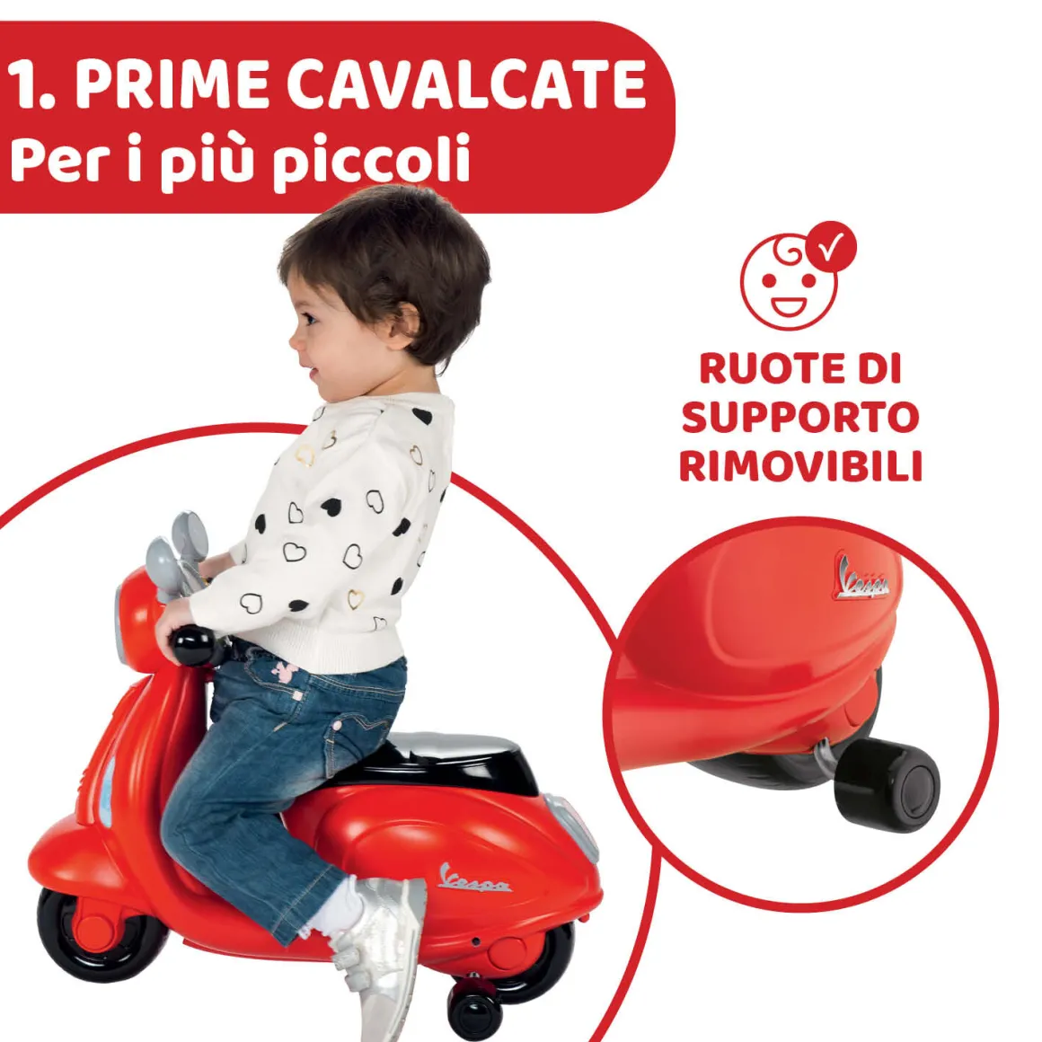 Cavalcabile vespa primavera rossa – divertimento in movimento