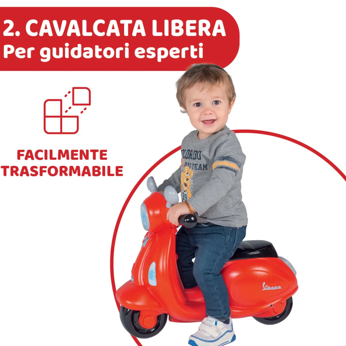 Cavalcabile vespa primavera rossa – divertimento in movimento