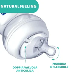 Chicco – biberon naturalfeeling neutro, 2m+, 250 ml, flusso medio