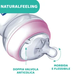 Chicco – biberon naturalfeeling neutro, 0m+, 150 ml, flusso lento