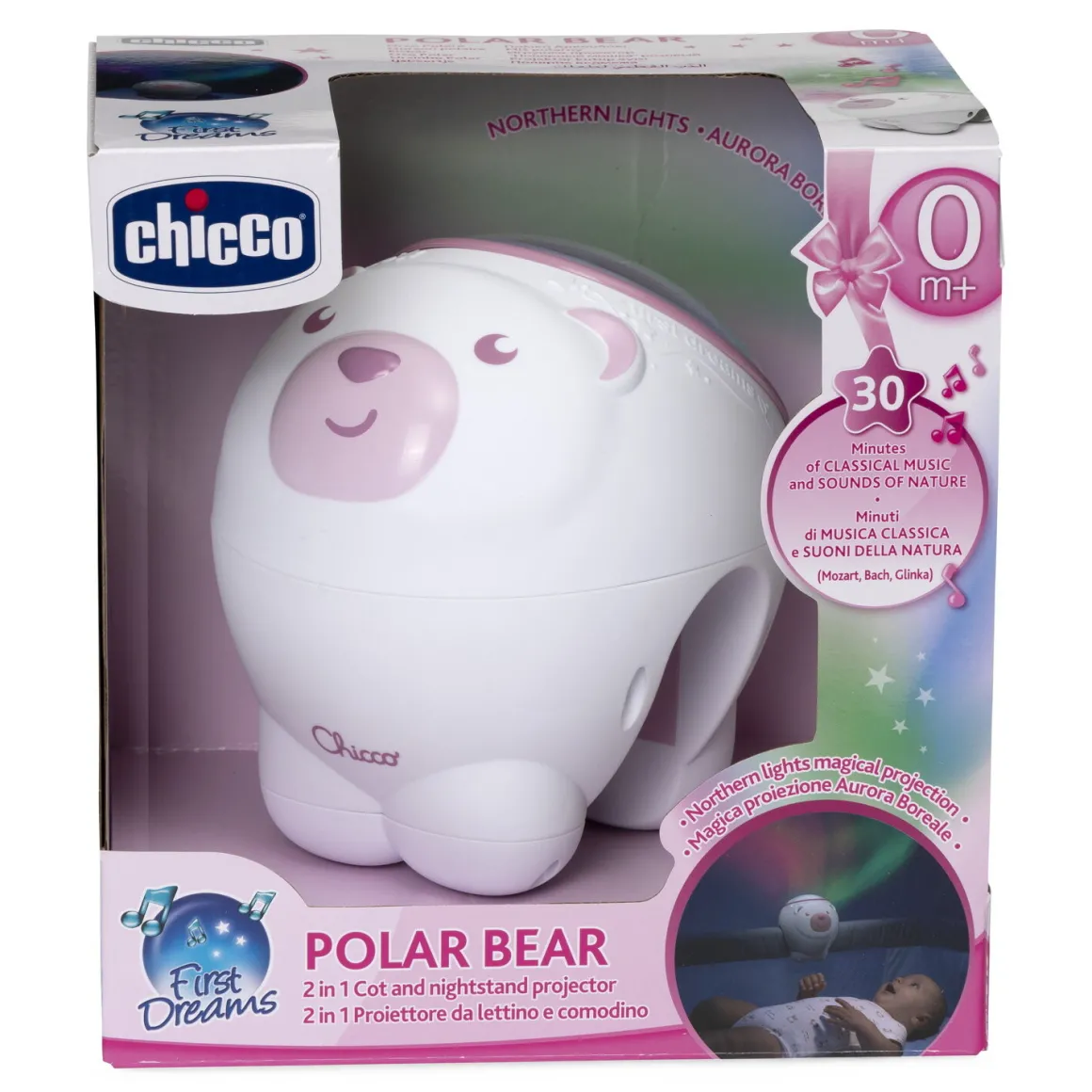Chicco – proiettore orso polare rosa – sogni incantati