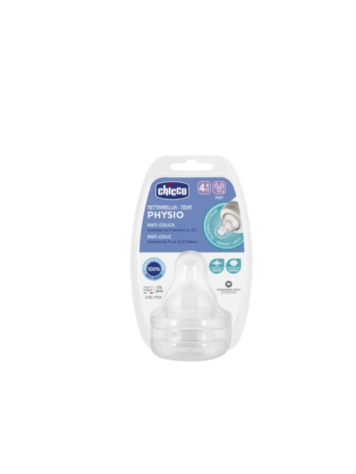Chicco tettarella perfect 5 fl.veloce 4m+ silicone 2pz
