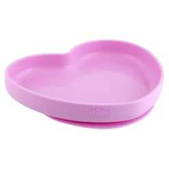 Chicco piatto cuore silicone rosa 9m+