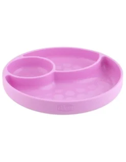 Chicco piatto porzionato silicone rosa 12m+